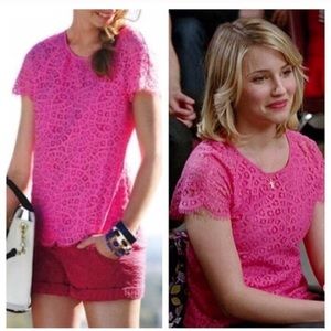 Pink j crew Raindrop blouse lace